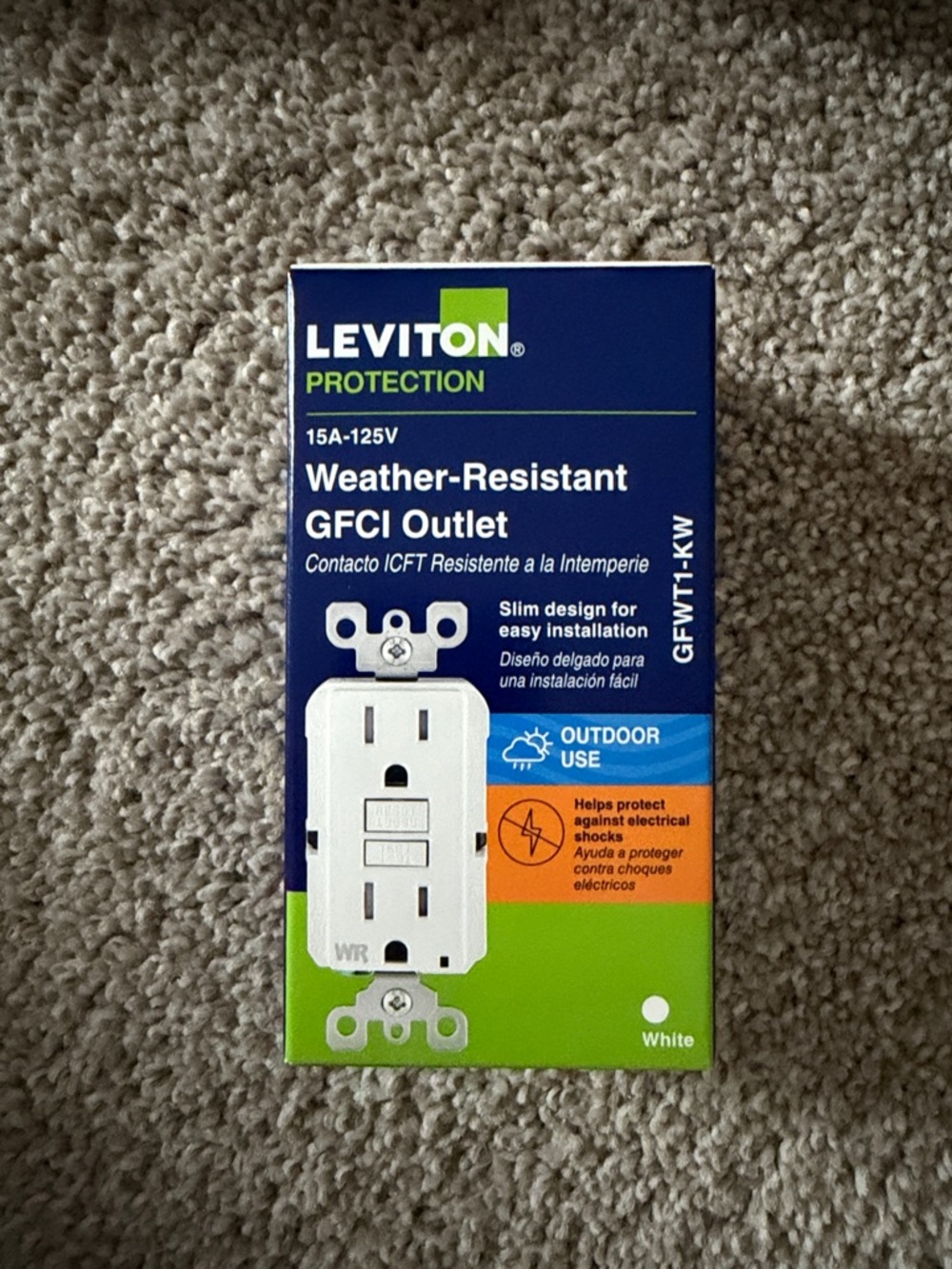 Leviton 15A-125v weather Resistant GFCI outlet outdoors use